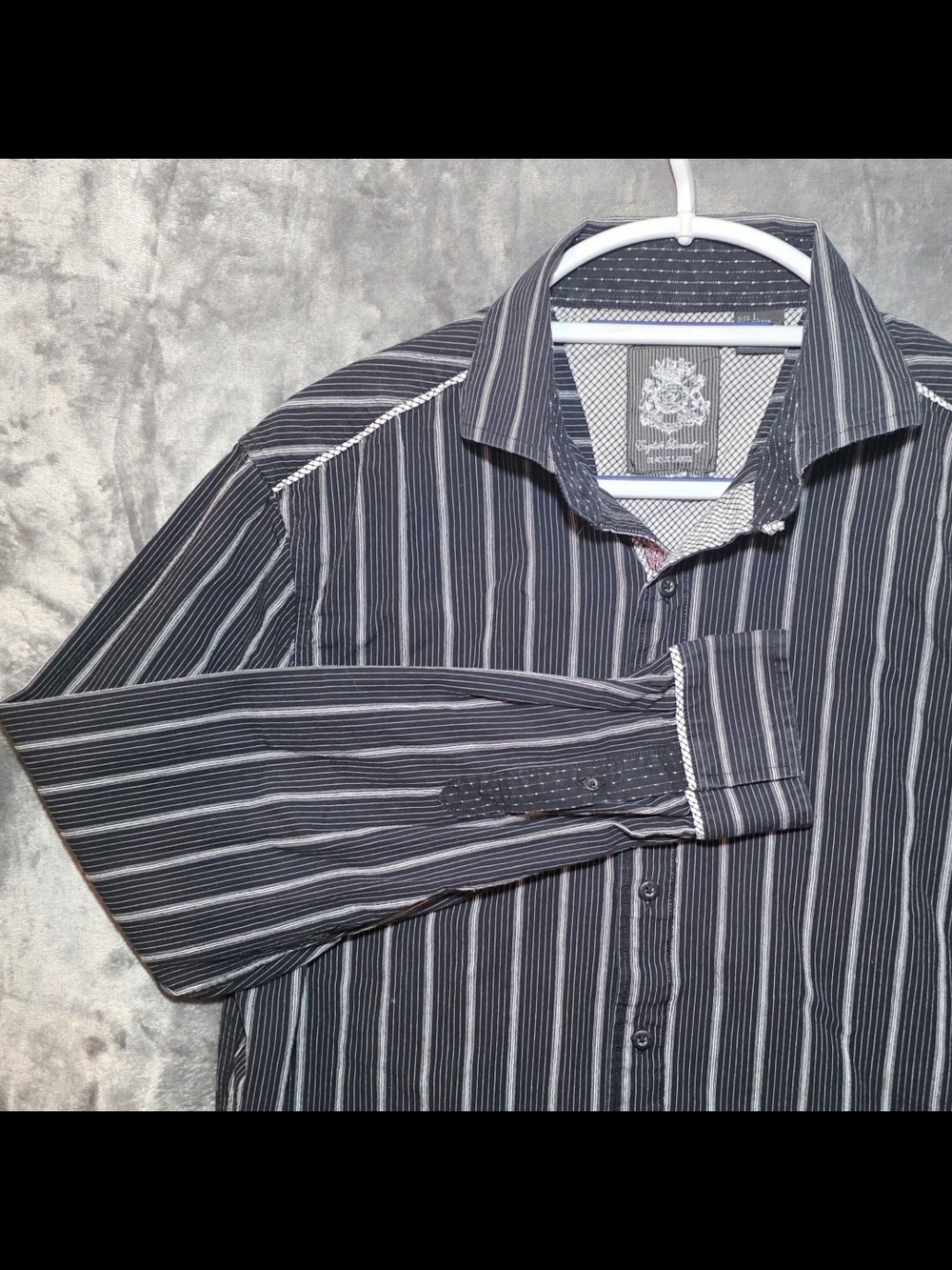 English Laundry Men's Black Striped Button-Down Shirt